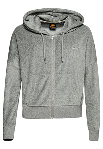 Superdry VLE Velour Zip Hood W2011861A Grey Marl 6 Mujer