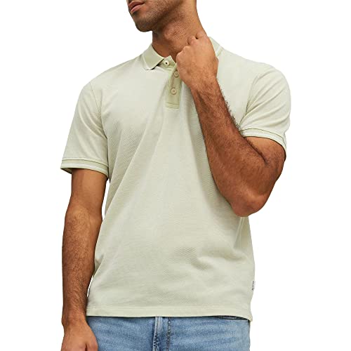 Jack & Jones Pique Polo Shirt Camiseta, Celadon Green/Contrast Placket/White, XL para Hombre