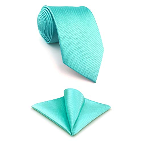 shlax&wing S&W Herren Tie Colours Krawatte Turquesa Color Sólidos Classic 147cm y Einstecktücher