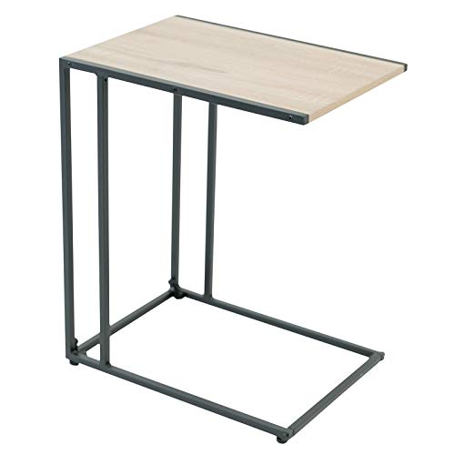 C-Hopetree Mesa auxiliar lateral para ordenador portátil, mesa para sofá en forma de C, efecto madera