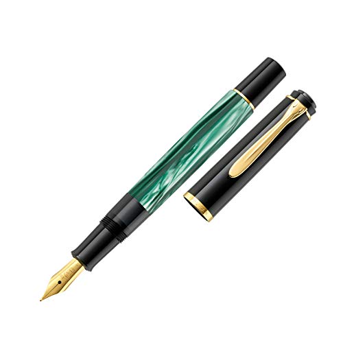 Pelikan Elegance Souverain M200 – Pluma estilográfica de punta media, color negro/verde