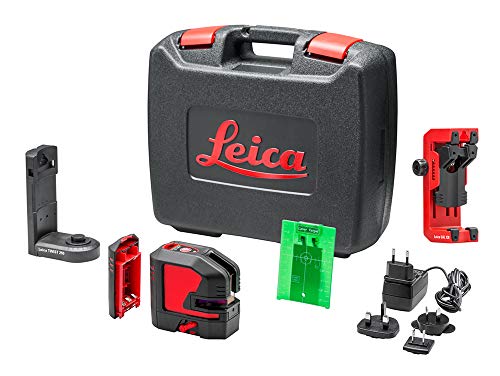 Leica Lino L2G: Nivel láser de líneas cruzadas con batería Li-Ion, cargador, adaptador magnético innovador y soporte pared en una carcasa (láser verde, alcance de trabajo: 35 m)
