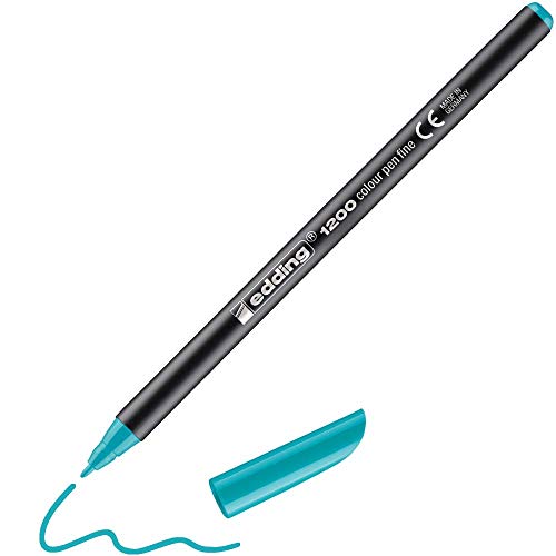 edding 1200 rotulador de color de trazo fino - azul turquesa - 1 rotulador - punta redonda de 1 mm - marcador dibujar y escribir