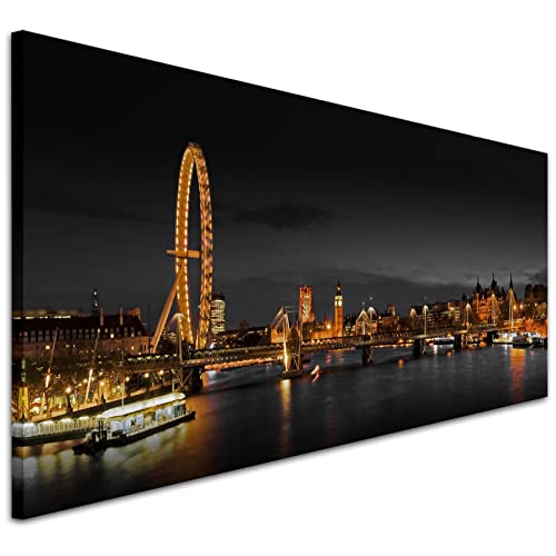Panoramic Canvas Art of the London Eye at Night for your Living Room - 1186 - WallfillersÃ‚® by Wallfillers