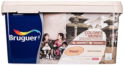 Bruguer Colores del Mundo Pintura para paredes monocapa Nepal Matiz de Beige 4 L