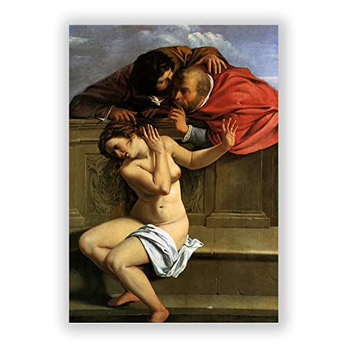 Artemisia Gentileschi Pintura Reproducción de Carteles Cuadro en lienzo - impresión Obras de Arte-Cuadros famosos impreso sobre lienzo(Mujer tocando un laúd) 70x98cm(28x33in)sin enmarcar