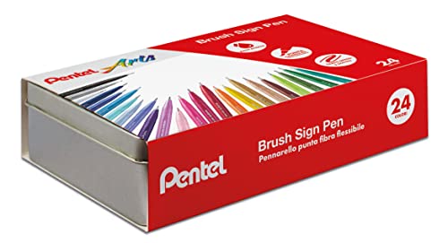Pentel SES15C Brush Sign Pen caja de regalo de metal con 24 colores