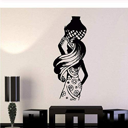 Etiqueta De La Pared Del Vinilo Señora Negra Estilo Étnico Africano Pegatinas Murales De Bellas Artes Decoración Del Hogar Tienda Arte De La Pared 42X101Cm