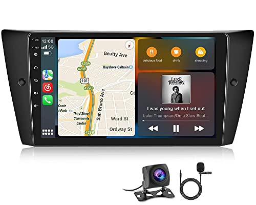 Android 11 Radio Coche para BMW 3 E90 E91 E92 E93 con Carplay/Android Auto, Pantalla Táctil 9 Pulgadas con GPS 2 Din Bluetooth WiFi FM/RDS Radio HiFi Apoyo Mandos Volante y Cámara Trasera