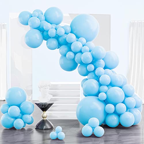 PartyWoo Arco de Globo Azul, 102 Globos Azul Pastel, Paquete de 18 a 5 pulgadas, Kit de Arco de Globo Azul Claro, Guirnalda Globo Azul Bebé para Niño, Baby Shower, Cumpleaños para Hombres