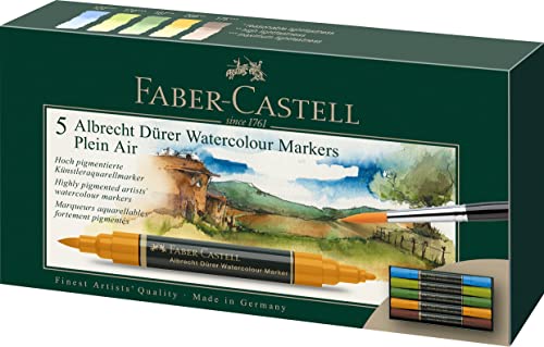 Faber-Castell 160309 Albrecht Durer - Rotulador de acuarela con doble punta para una aplicación de color plana y precisa, 5 unidades, color natural