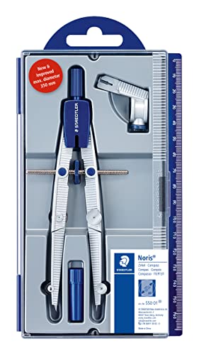 Staedtler NORIS CLUB 550 01, compás escolar de precisión con rueda de ajuste, Color Plateado