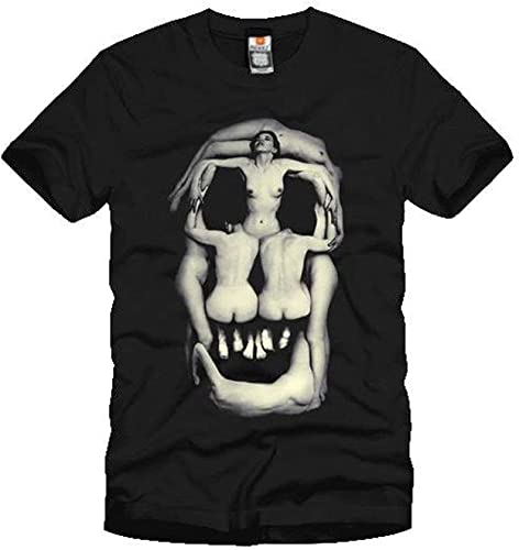 LINGSHI Tshirt Men's Salvador Dali Skull Art Short Sleeve T Shirt Tees Black 3XL