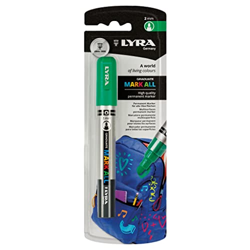 LYRA Mark All, Rotuladores permanentes multisuperficie, punta redonda, Verde esmeralda