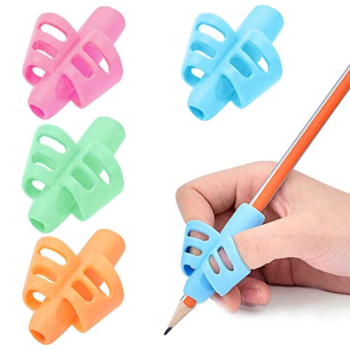 Lamkrtlp Agarre de Lápiz, 4 Piezas Agarrador lapiz para Niños, Empuñadura de Lápiz Ergonómico, la Corrección de la Postura de Escritura a Mano Entrenador (Multicolor)