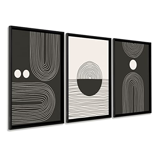 DekoArte - Cuadros decoracion salon modernos ARTE NORDICO MINIMALISTA 50x70 cm x3 piezas - Cuadros con marco negro incluido