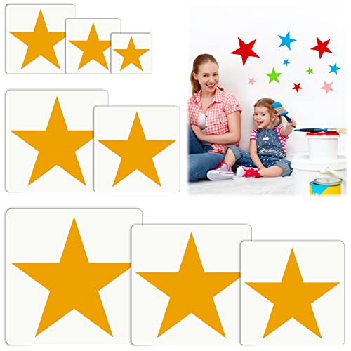 16 Plantillas de Pintura de Estrellas Flexible, Plantilla de Estrella de Bricolaje Reutilizables, Plantillas de Pintura de Plástico Lavables de 8 Tamaños para Todos sus Artesanía Decoración del Hogar