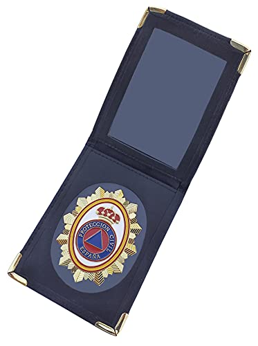 Tiendas LGP- Cartera Portaplaca de Piel – Protección Civil España, Billetero, Color Negro