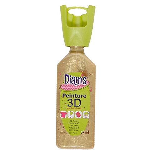 DIAM'S Pintura 3D para todos los soportes, arena de oro perlado, 37 ml