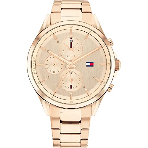 Tommy Hilfiger Reloj Analógico de Cuarzo multifunción para mujer con Correa en Acero Inoxidable color oro rosado - 1782421