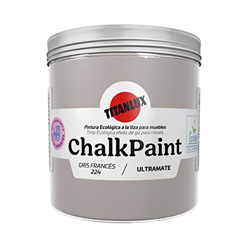 Titan - Chalk Paint Pintura a la Tiza (750 ml, Gris Francés)