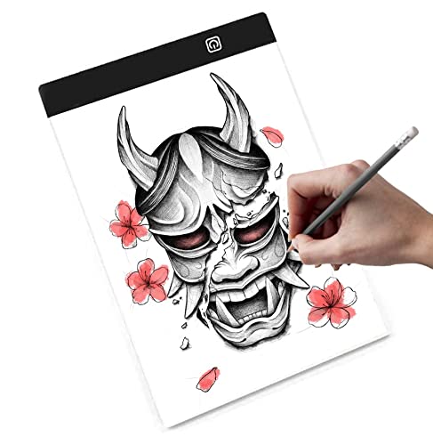 Mesa de Luz Dibujo A4 para Calcar Dibujar Tableta Panel Pantalla para Calco Caligrafría Dibujar Diamante Tattoo Light Pad Box LED Mesa Niño, Negro