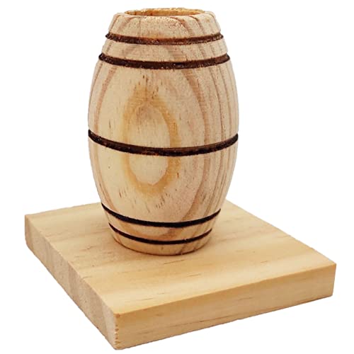 Acan Tradineur - Palillero Sencillo de Madera Natural sin Tratar, Soporte para Palillos Ovalado, diseño Tradicional, 7 x 6,2 x 6 cm