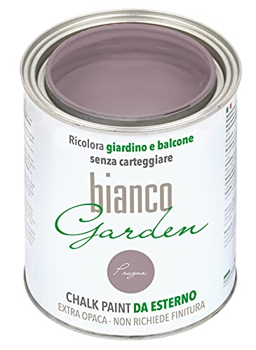 biancoShabby® Chalk Paint Prugna - Pintura especial para exteriores - BiancoGarden - Restaura el jardín y el balcón sin pintar y sin acabado (1 litro)