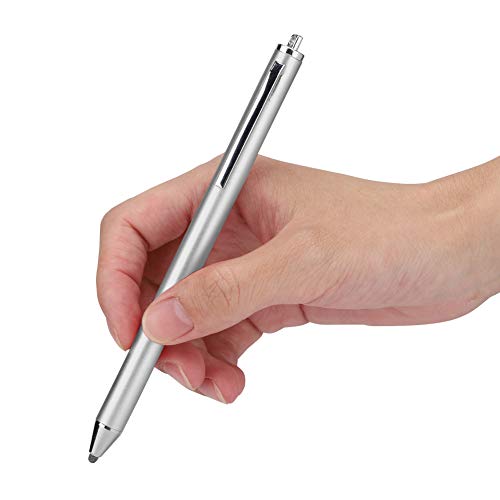 Lápiz de Pantalla Táctil, Lápiz Capacitivo Portátil para Tableta para Escribir en Android, Lápiz de Dibujo de Cabeza de Tela para Samsung para LG, para Huawei, para Teléfonos Inteligentes(Plata)