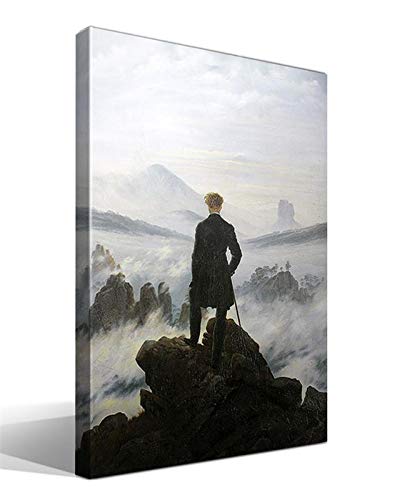 cuadrosfamosos.es Cuadro wallart - El vagabundo sobre las nieblas de Caspar David Friedrich - Impresión sobre Lienzo de Algodón 100% - Bastidor de Madera 3x3cm - Ancho: 95cm - Alto: 70cm