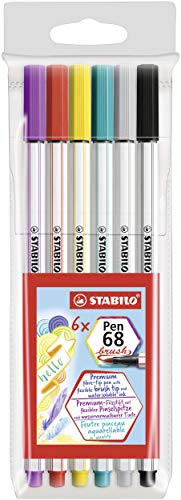 Stabilo, Rotulador punta de pincel STABILO Pen 68 brush - Estuche con 6 colores