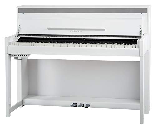 Classic Cantabile UP-1 WM Piano Vertical Digital - 88 Teclas con Peso - Teclado electronico con USB, MIDI, 40 voces, 256 polifonía - Organo musical con función de grabación de Mp3 - Blanco Mate