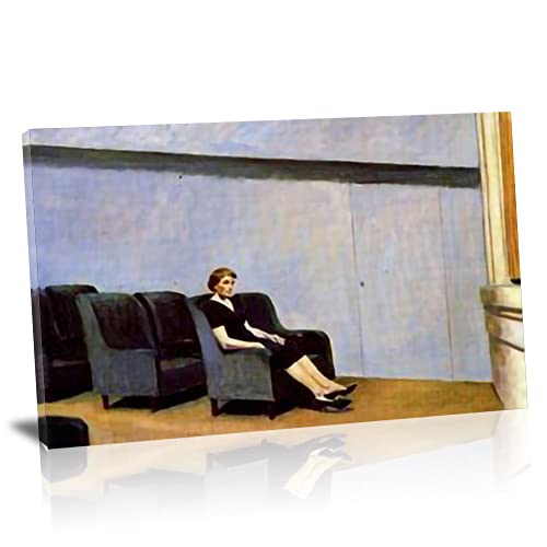 TANEGE Edward Hopper Cuadro Decorativo Canvas Lienzo Impresión |Obras de Arte Para Paredes Del Hogar Montado En Bastidor De《intermission》Enmarcado-30x45cm(11.8x17.7in)
