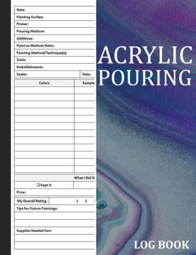 Acrylic Pouring Log Book: Acrylic Pour Painting Project Tracker, For Detail Recording of your Craft Processes and Results, Acrylic Pour Painting Log Book, Large Print 8.5 x 11 inches