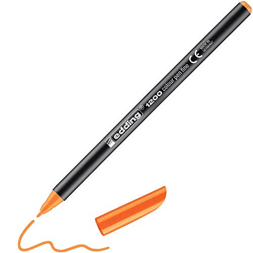 edding 1200 rotulador de color de trazo fino - naranja neón - 1 rotulador - punta redonda de 1 mm - marcador dibujar y escribir