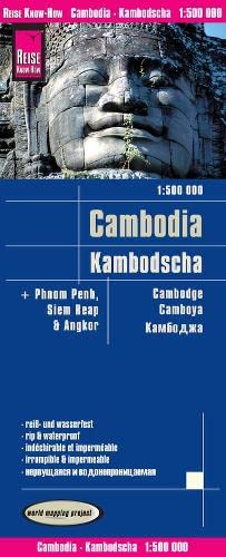 Camboya, mapa impermeable de carreteras. Escala 1:500.000 impermeable. Reise Know-How. (Cambodia (1:500.000))