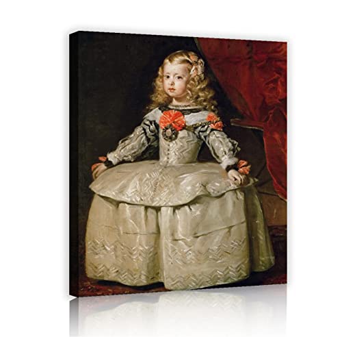 KAWAAI Retrato de la Infanta Margarita Cinco Edad Arte de pared Diego Velázquez Famosa pintura Arte barroco Lienzo Impresiones para la decoración del apartamento 50x38cm Marco interno