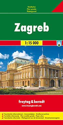 Zagreb, plano callejero. Escala 1:20.000. Freytag & Berndt.: Stadskaart 1:15 000