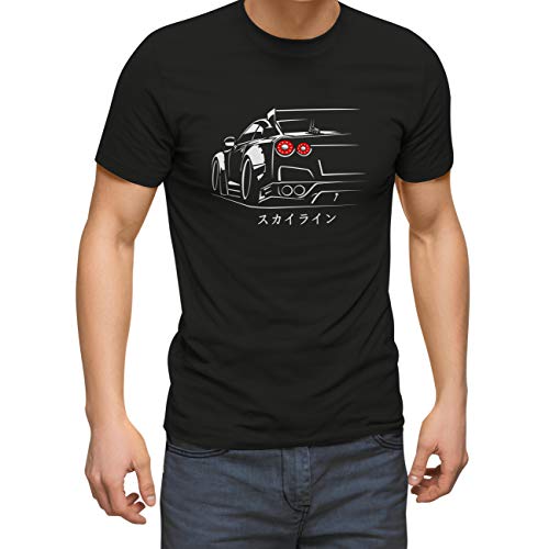 ZYDUVA GTR Skyline R35 Art Drawing by Dune Inspired by JDM Legends Negro Camiseta para Hombre Size L