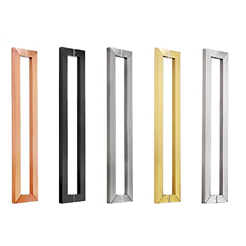 Puerta de vidrio reforzado manija de acero inoxidable lacado negro titanio rosa La puerta de aleación de aluminio cepillado tiene manija de puerta sin marco, blanco como la leche, longitud 438