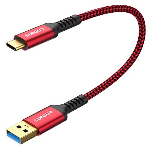 SUNGUY Cable USB Tipo C 30 cm, USB 3.1 Gen2 Cable USB C Carga Rapida, 10Gbps Cable Datos USB C compatible con Android Auto, Samsung A53 S22, HUAWEI P30, XIAOMI, Google Pixel 6 -Rojo