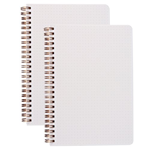 Paquete de 2 cuadernos A5 con cuadrícula de puntos de 100 g/m², diarios en espiral de 14,5 x 21,1 cm, 80 hojas por libro, papel grueso con puntos, encuadernado en alambre