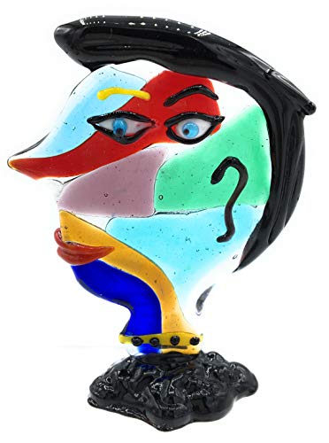 Escultura de rostro de colores Picasso de cristal de Murano Made Italy (cara 8)