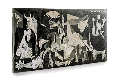 ShopArt - Cuadro efecto pinceladas en relieve - Picasso Guernica - Impresión Fine Art sobre lienzo de alta definición listo para colgar (50 x 100 cm)