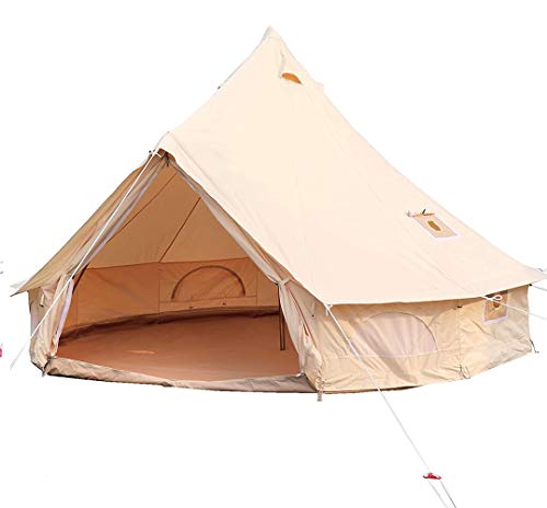 FZ FUTURE Bell Tent 10-12 Personas Tienda de Lienzo, Tiendas Yurt de 4 Temporadas para Acampar, Impermeable para la Caza al Aire Libre de Camping Familiar,3m
