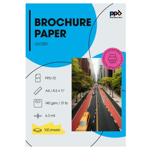PPD PPD-98-100 - Papel brillante para folletos, A4, para inyección de tinta (120 g/m², 100 hojas)