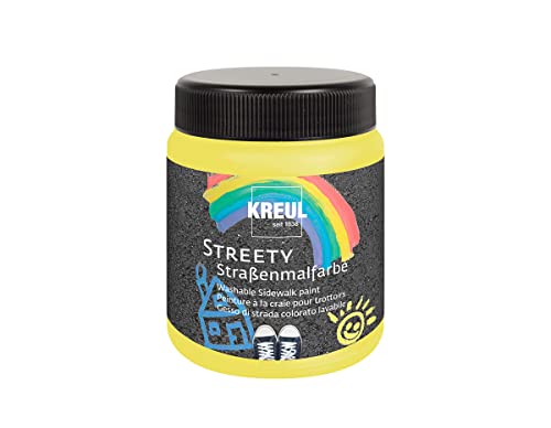 Kreul 43102 Streety - Pintura de calle amarilla de pato de goma, 200 ml, tiza líquida lavable para pintar con pincel o rodillo, tiza líquida, vegana, dermatológicamente probada, lavable