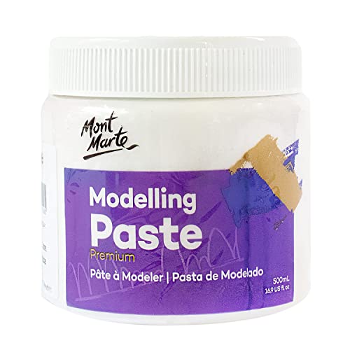 Mont Marte Pasta de Modelar 500ml – Blanca – Ideal para efectos 3D – Para Pintura Acrílica y Pintura al Óleo – Pasta Relieve Manualidades para Lienzos