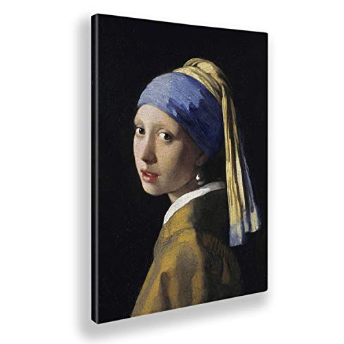Giallobus - Pinturas - Jan Vermeer - La Chica del Pendiente de Perlas - Lienzo - 50x70 - Listo para Colgar - Cuadros Modernos para el hogar