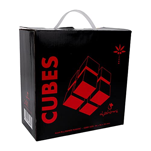 Dschinni Cubes Deluxe - Carbón de boxeo (4 x 1 kg, carbón de coco con larga duración de combustión, 26 x 26 x 26 mm, insípido, carbón para barbacoa con poco humo, cubo de carbón natural